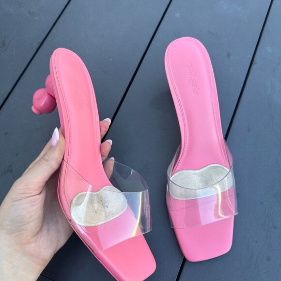 Cult Gaia Gigi PVC Slip-on Mules In Pink Sz 40 Sculptural Heels Square Toe - Picture 5 of 10